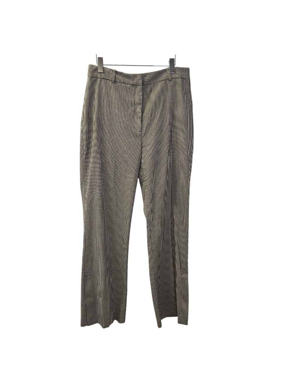 Zara High Rise Houndstooth Print Split Hem Flare Trouser Pants Size XL